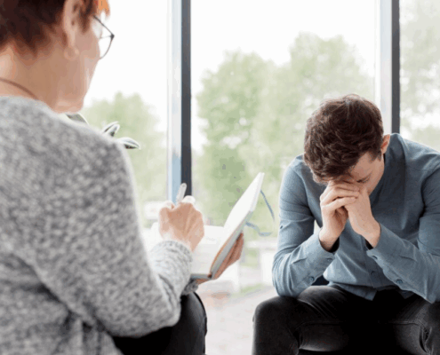 A one-one-one therapy session between a therapist and a gay person facing his addiction for the first time.