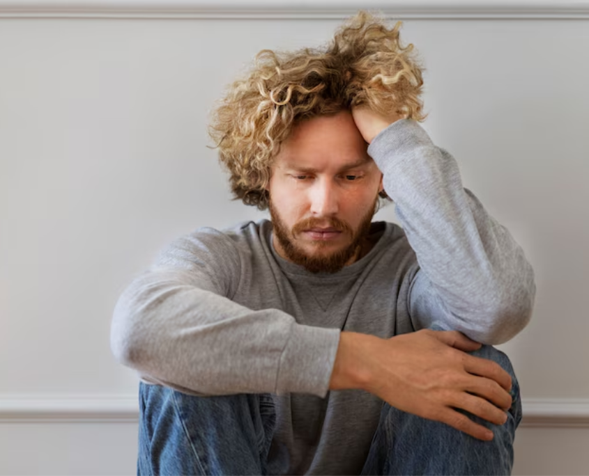 An image of a gay distressed gay man, depicting how HIV diagnosis can affect one's emotional and mental state.