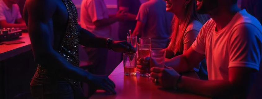 A group of LGBTQ individuals as they enjoy nightlife, highlighting the duality of gay nightlife and mental health and the crucial connection between them.